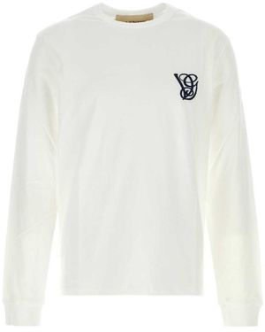 Valentino Logo Embroidered Crewneck T-Shirt - White