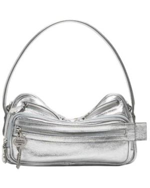 Acne Studios Camero Party Metallic-Finish Shoulder Bag - Gray