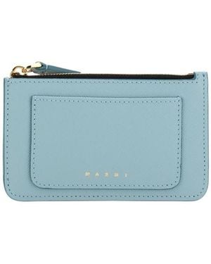 Marni Logo Printed Zipped Cardholder - Blue