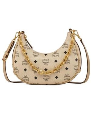 MCM Aren Crescent Hobo Bag - Natural