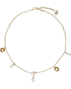 Roger Vivier Rose Pearls Necklace - White