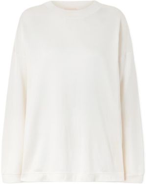 KHAITE Oversized Crew Neck Long-Sleeve Top - White