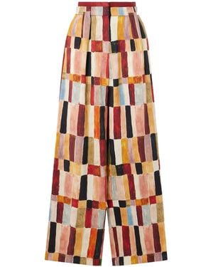 ALÉMAIS Silk-Blend Wide-Leg Trousers - White
