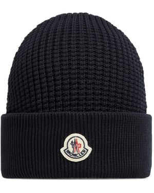 Moncler Textured Cotton Beanie - Blue