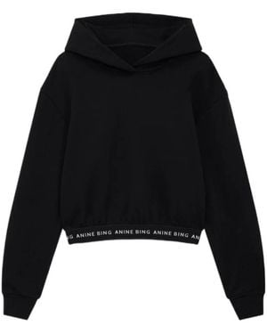 Anine Bing Dany Cropped Hoodie - Black