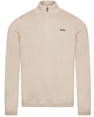 BOSS Logo-Print High-Neck Jumper - White