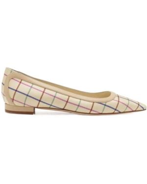 Manolo Blahnik Checked Pointed Ballet Flats - Natural
