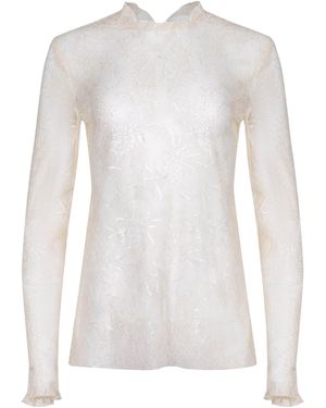 Alberta Ferretti Embroidered Laced Blouse - White