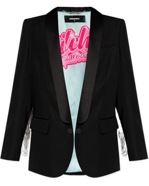 DSquared² Fringed Oversized Blazer - Black