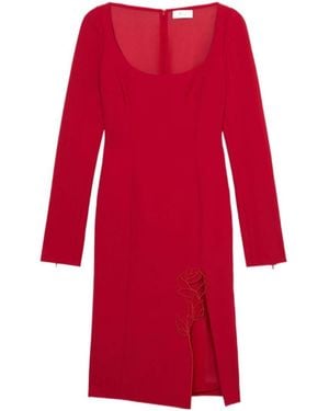 Blumarine Cady Dress With Embroidered And Slit