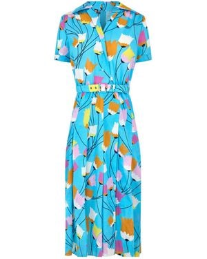 Gucci Floralprint Shirt Midi Dress - Blue