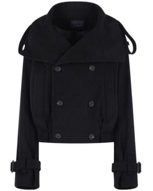 Yohji Yamamoto Double-Breasted Long-Sleeved Coat - Black