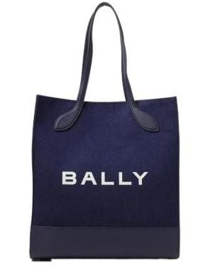 Bally Logo Printed Tote Bag - Blue