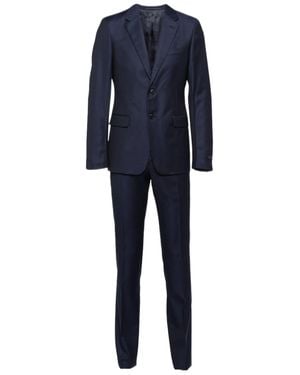 Prada Single-Breasted Wool Suit - Blue