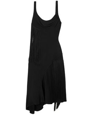 Victoria Beckham Asymmetric Fringed Mid-Length Dress - Black