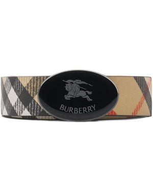 Burberry Checked Logo Buckle Reversible Belt - White