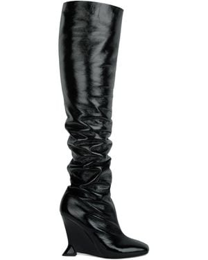 Balmain Over-The-Knee Wedge Boots - Black