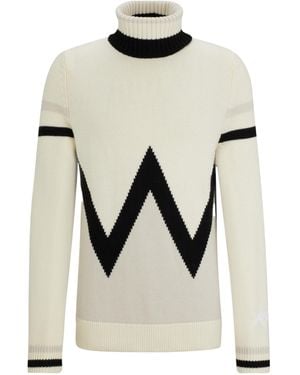 BOSS Off- Turtleneck Knit Sweater - White