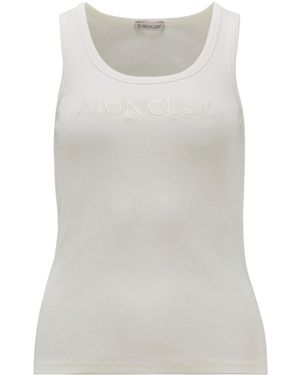 Moncler Logo Embroidered Ribbed Tank Top - Grey