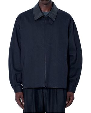 Ssstein Sulfur Dyed Brush Chino Zip Jacket - Blue