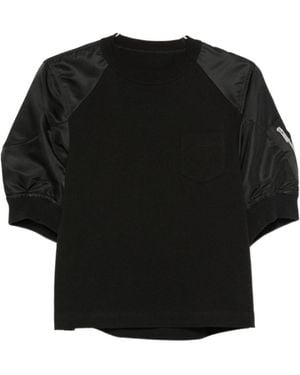 Sacai Crew-Neck Zip-Pocket Sweatshirt - Black