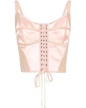 Dolce & Gabbana Lace-Up Bodice Bra - Pink