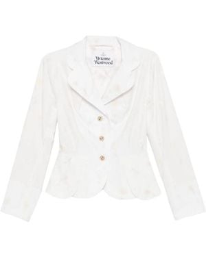 Vivienne Westwood Embroidered-Flower Button Jacket - White