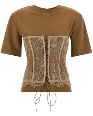 GIUSEPPE DI MORABITO Crewneck Bustier T-Shirt - Natural