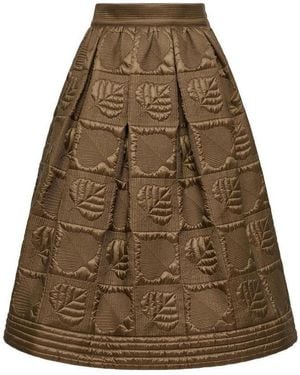 Moncler Leaf-Quilted Padded A-Line Skirt - Green