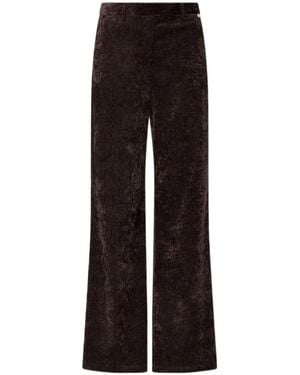 Liu Jo Velvet-Effect Flared Pants - Brown