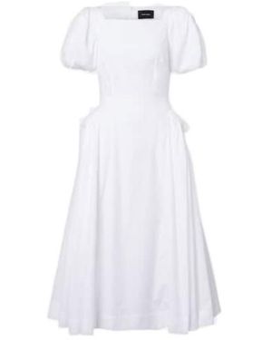 Simone Rocha Puff-Sleeve Cotton Poplin Midi Dress - White