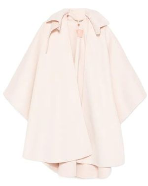 Ermanno Scervino Hooded Cape Coat - White