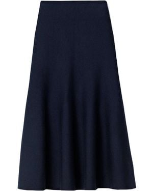 KHAITE Peplum-Hem Knitted Skirt - Blue