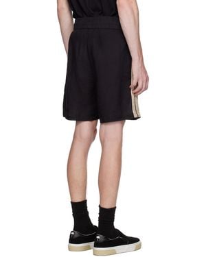 Palm Angels Monogram-Embroidered Striped Shorts - Black