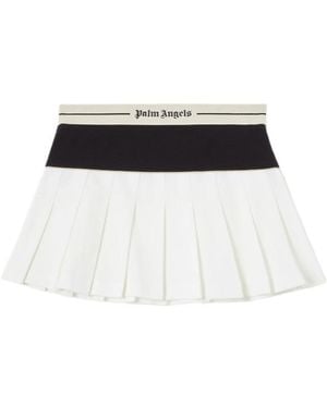 Palm Angels Classic Logo Pleated Skirt - White