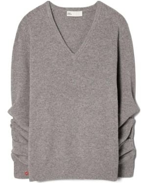 Tory Burch V-Neck Knitted Jumper - Grey