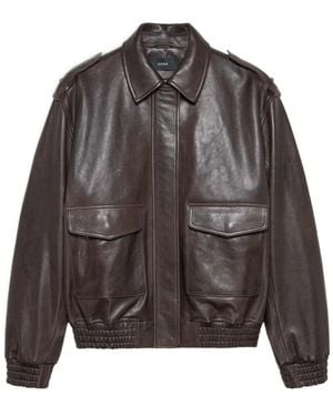 Arma Collared Leather Jacket - Grey