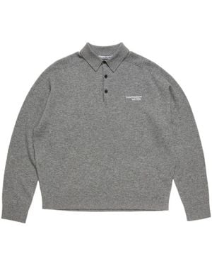 Acne Studios Logo Polo Knitted Sweater - Gray