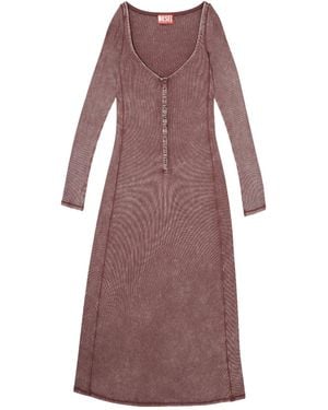 DIESEL D-Ley Ribbed Buttoned Midi Dress - Purple