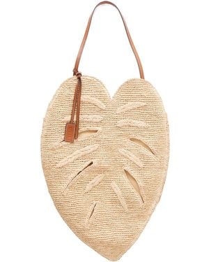 STAUD Light Heart-Shaped Straw Bag - White