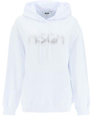MSGM Embellished Drawstring Hoodie - White
