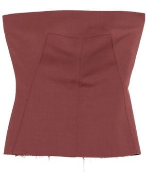 Rick Owens Seam-Detail Raw-Cut Top - Red
