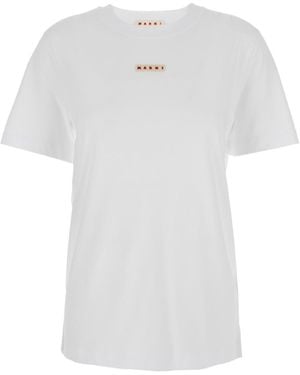 Marni Logo Patch Crewneck T-Shirt - White