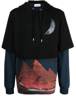 Lanvin Sci-Fi Print Layered Hoodie - Blue