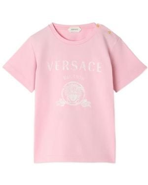 Versace Logo-Print Cotton T-Shirt - Pink