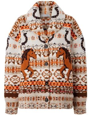 Stella McCartney Jacquard-Knit Wool Cardigan - Brown
