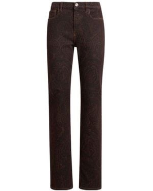 Etro Straight-Leg Paisley Cotton Jeans - Brown