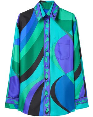 PUCCI Pucci Pesci-Printed Long Sleeved Shirt - Blue