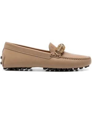 Tod's Ring-Hardware Leather Loafers - Brown