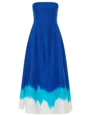 Gabriela Hearst Alessia Strapless Dip-Dye Maxi Dress - Blue